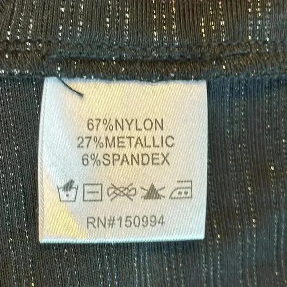 Belldini Black and Silver Metallic Cow Neck Top - Size M - Picture 9 of 10